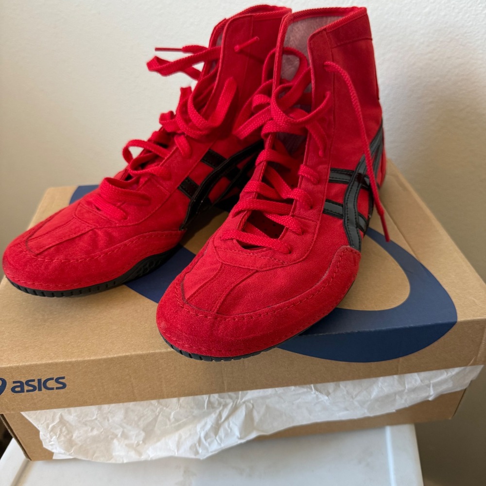 asics Boxing Wrestling Shoes Red Black Line Black sole Red lace NEW EX-EO TWR900